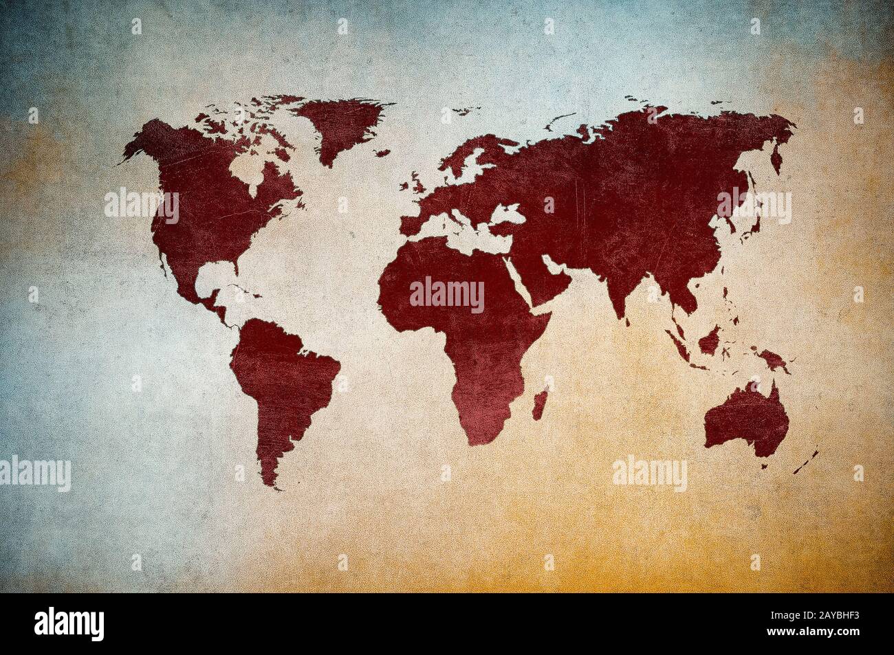 Grunge-Karte der Welt Stockfoto