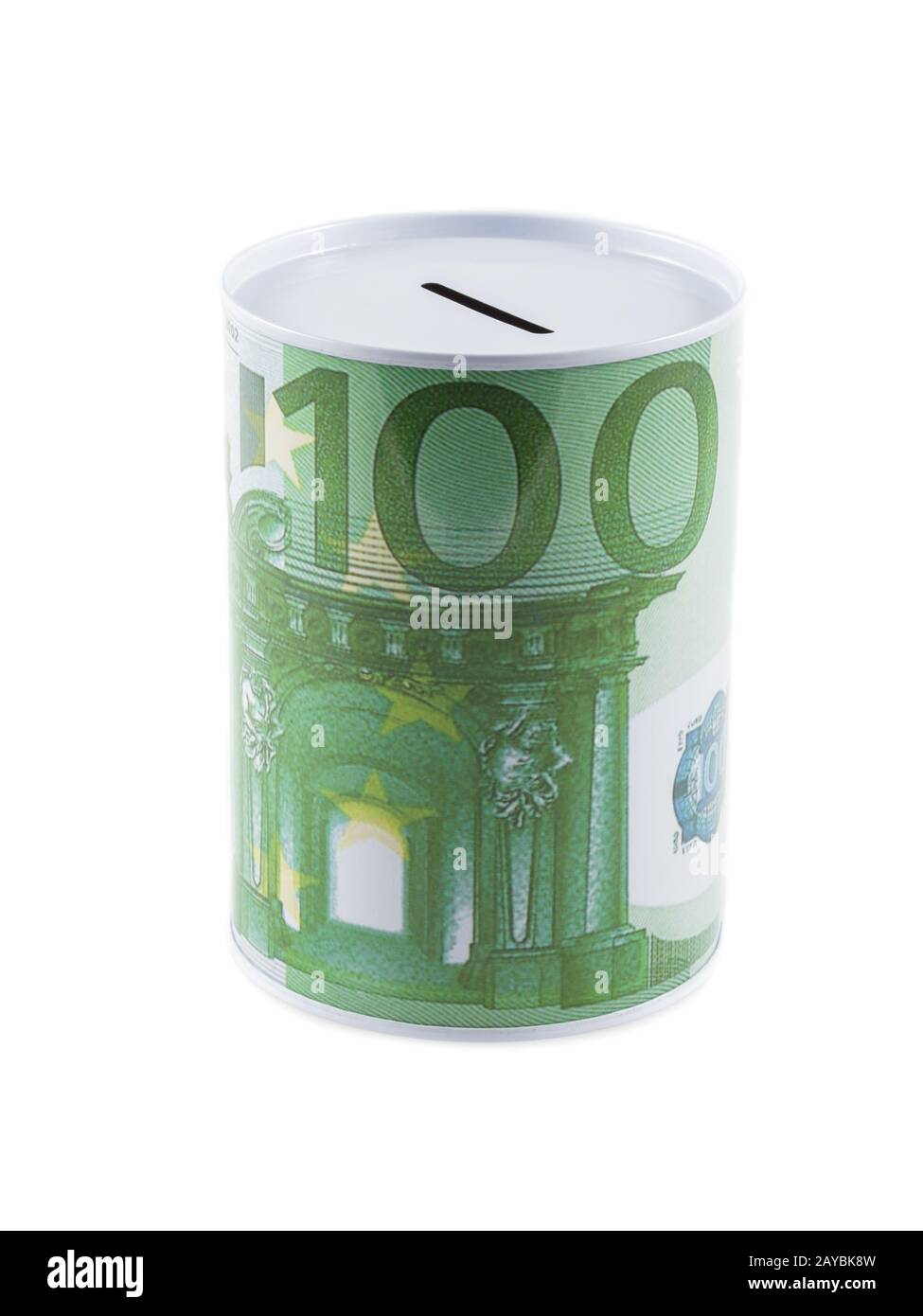 Euro Geldkassette auf weißem Hintergrund. Finanzen Konzept. Stockfoto