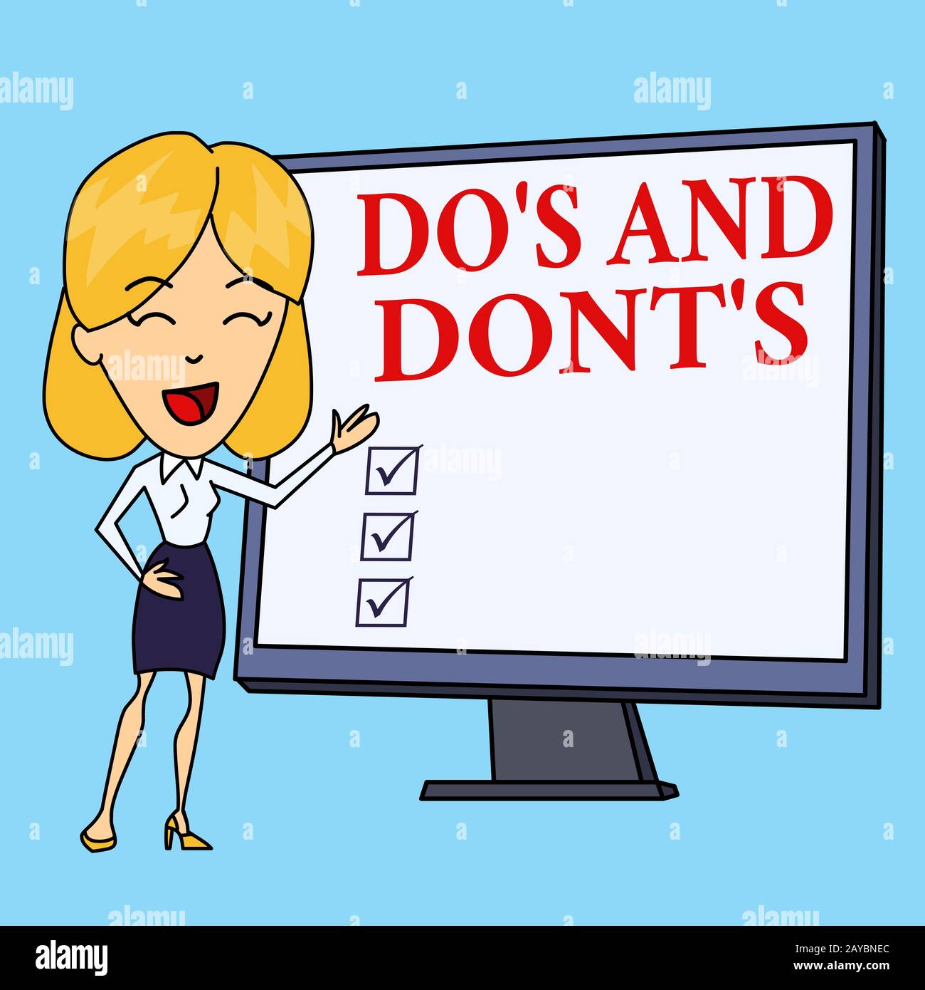 Schreiben Sie eine Notiz, die Do S und Dont S. Business Foto zeigt, in der Regeln oder Bräuche zu Aktivitäten oder Aktionen White Femal dargestellt werden Stockfoto