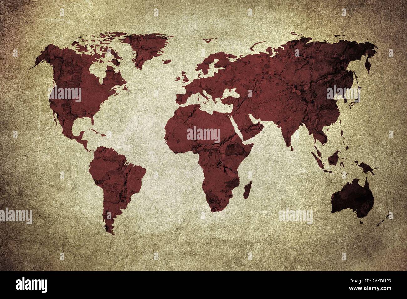 Grunge-Karte der Welt Stockfoto