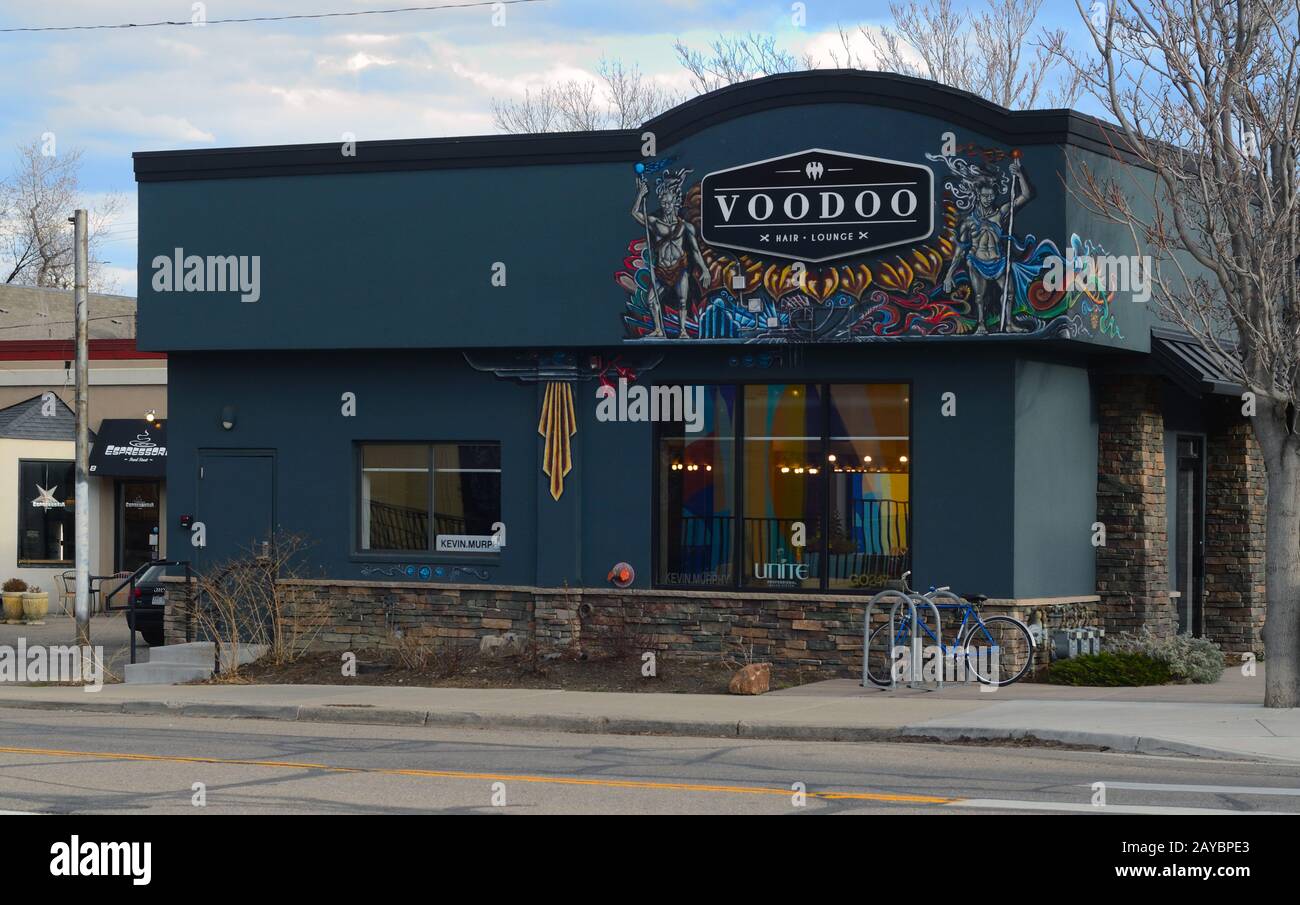 Voodoo Hair Salon, Boulder, CO Stockfoto