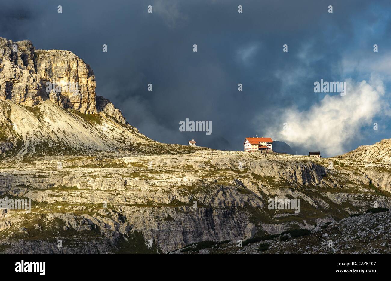 Drei Zinnen. Nationalpark Tre Cime di Lavaredo. Dolomiten, Südtirol, Italien Stockfoto