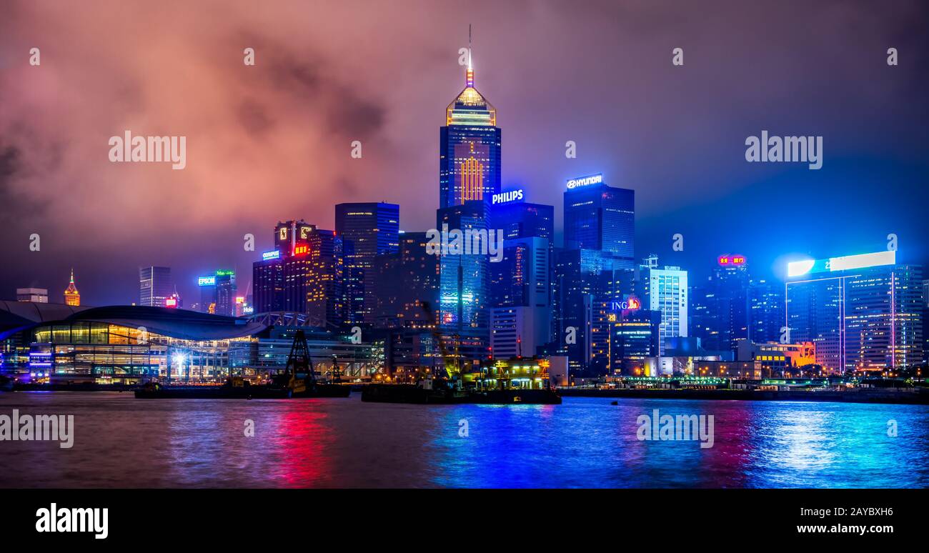 Symphony of Lights, Light and Sound Show in Hongkong Stockfoto