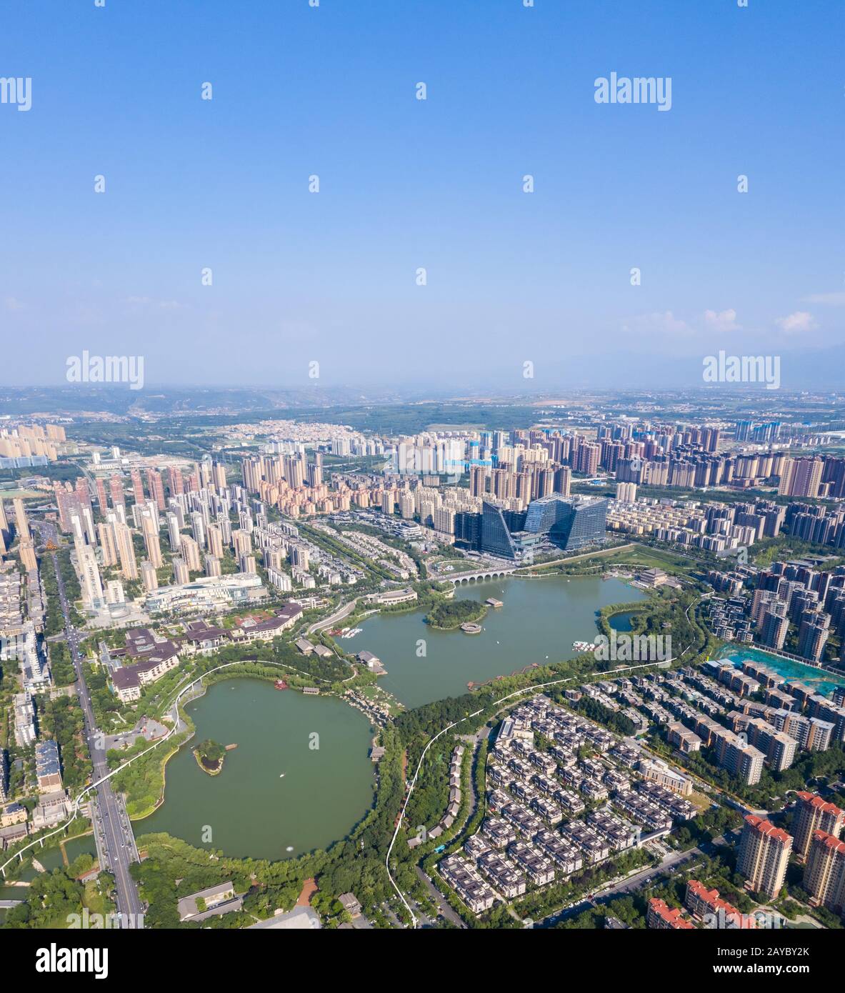 Luftansicht des Ruinenparks Qujiangchi Stockfoto