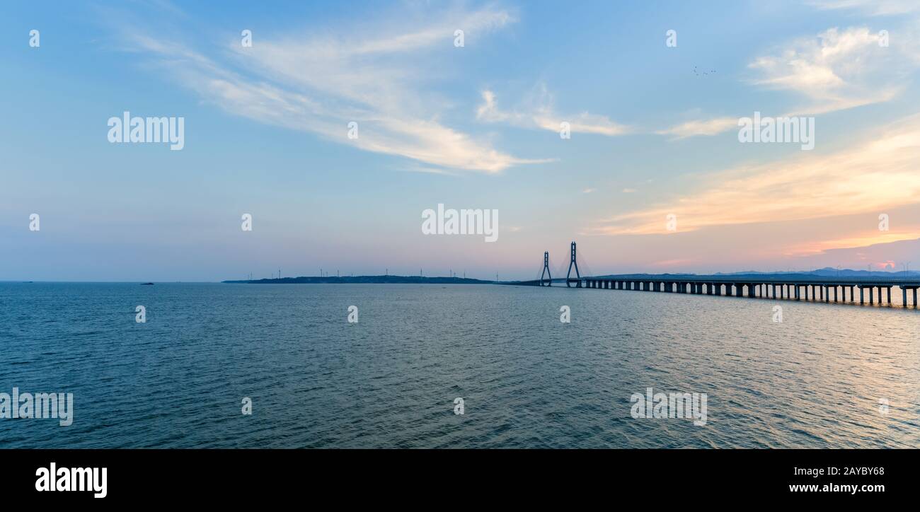 poyang-see zweites Brückenpanorama Stockfoto