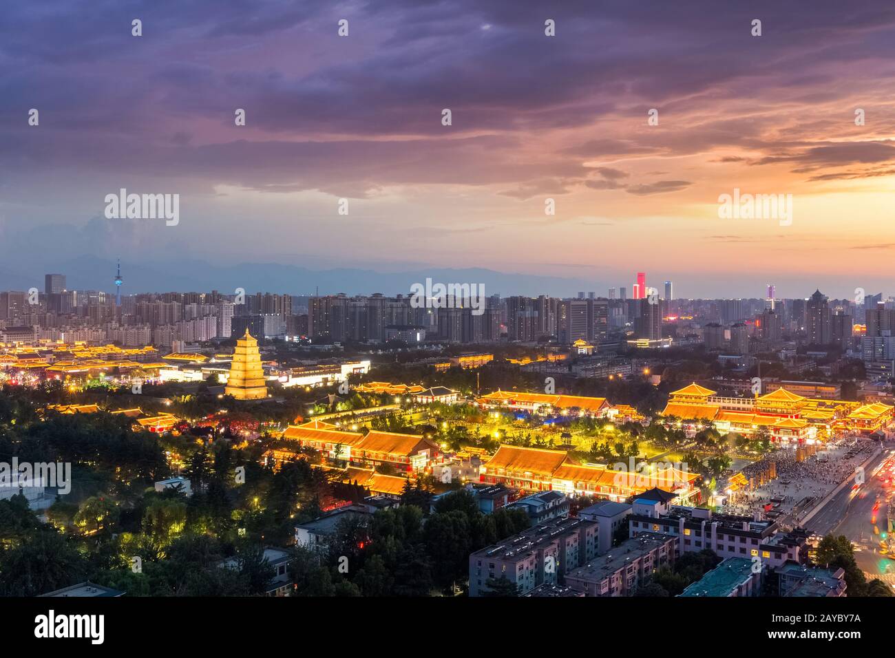 xian Stadtbild der großen wilden Gänsepagode Stockfoto