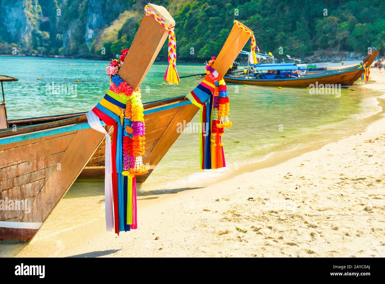 Traditionelle Boote am Strand Stockfoto
