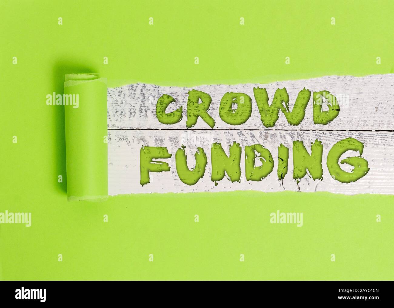 Wortschreiben von Text Crowd Funding. Geschäftskonzept für Fundraising Kickstarter Startup Pledge Platform Spenden. Stockfoto