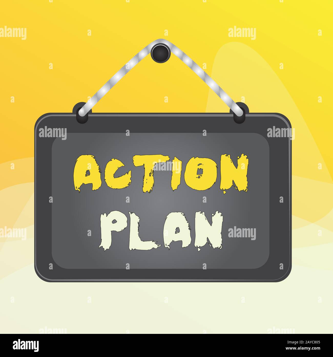 Schreiben Sie eine Notiz mit dem Aktionsplan. Geschäftsfoto, auf dem die Liste der Dinge oder der Zeitplan aufgeführt ist, die im aktuellen Jahr von der Geschäftsführung festgelegt werden Stockfoto