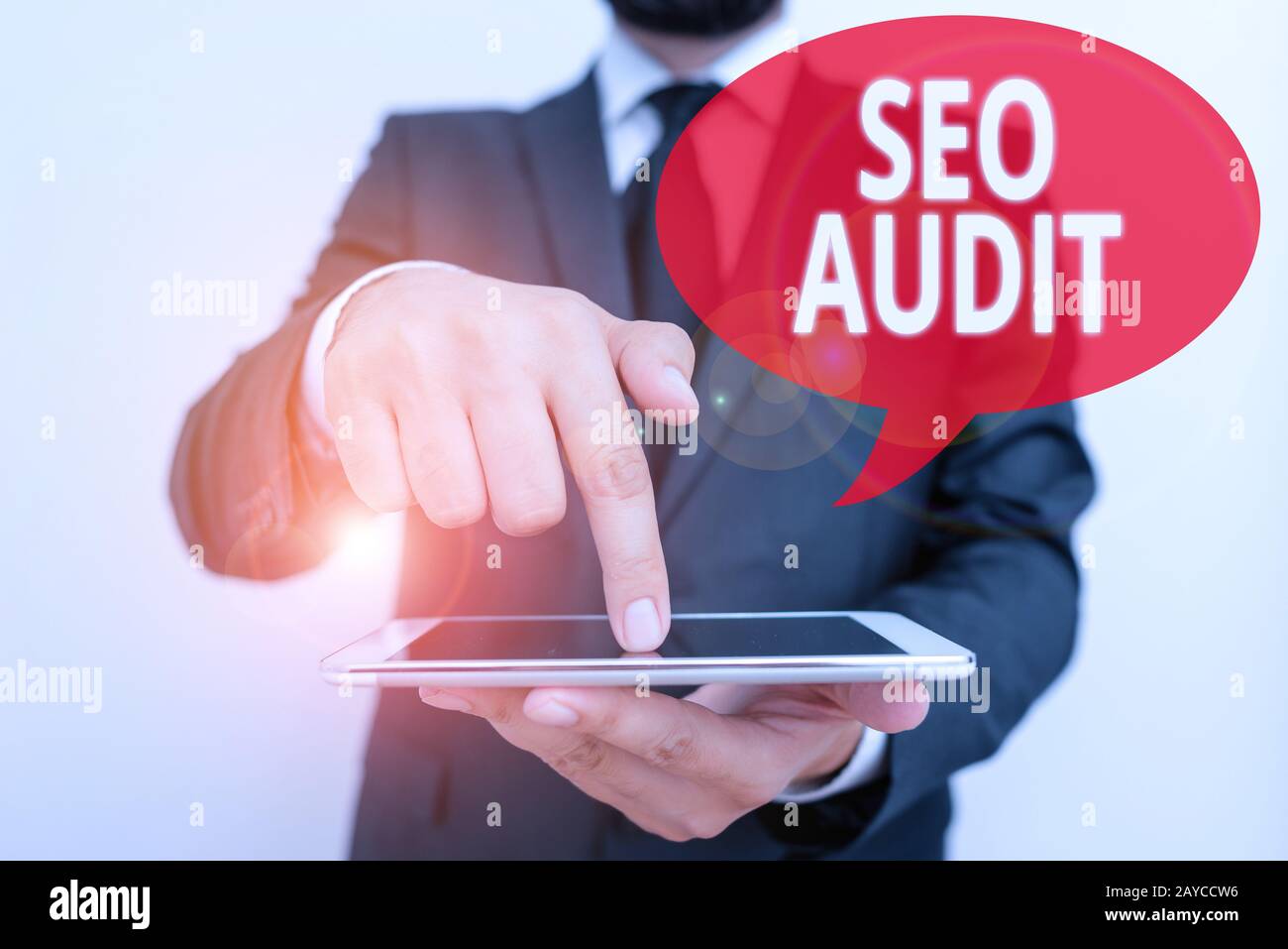 Word Writing Text SEO Audit. Geschäftskonzept für die Suchmaschinenoptimierung Validierung und Überprüfung des Prozesses. Stockfoto