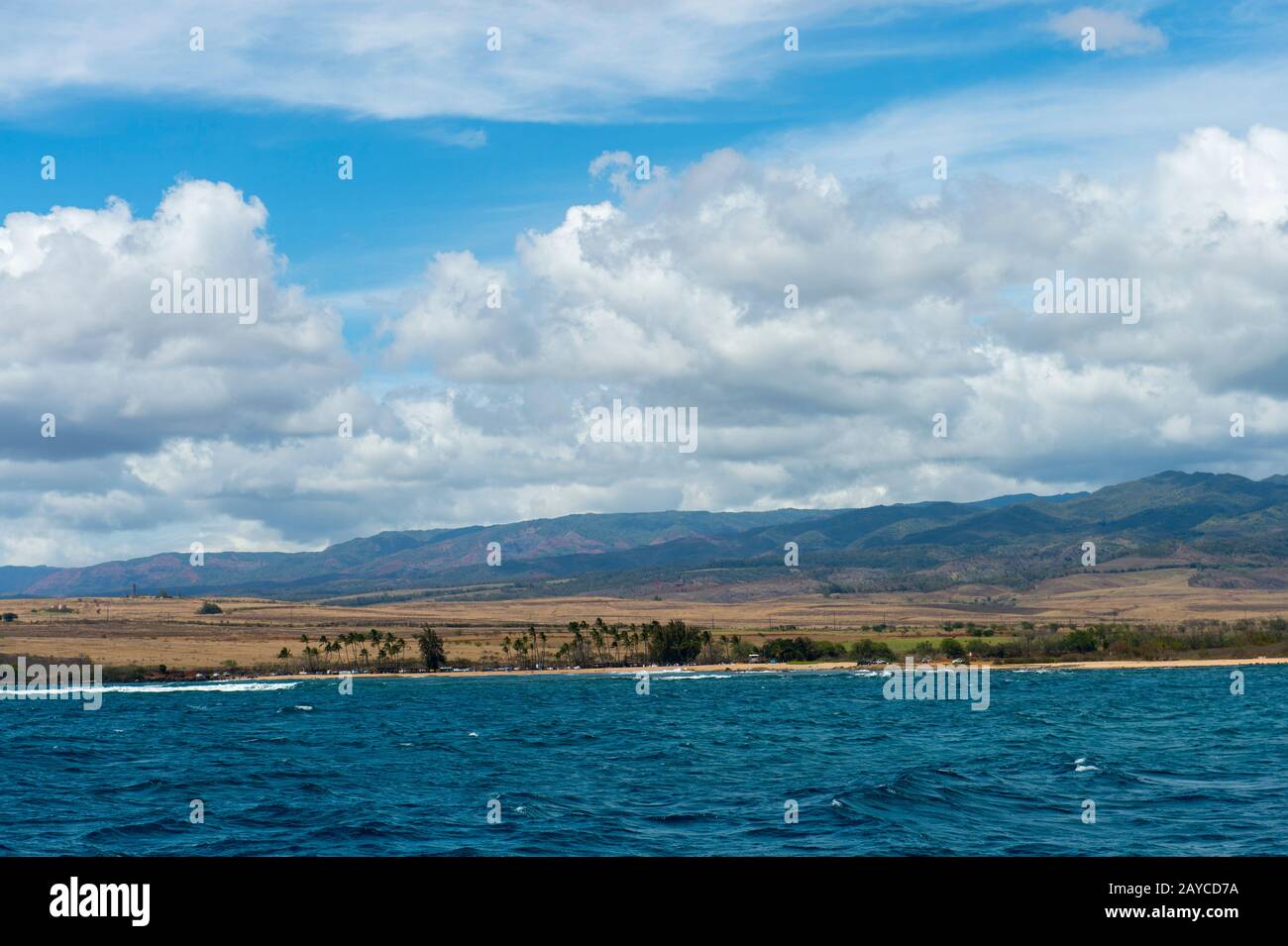 Blick auf die trockene Südküste der hawaiianischen Insel Kauai, Hawaii, USA. Stockfoto