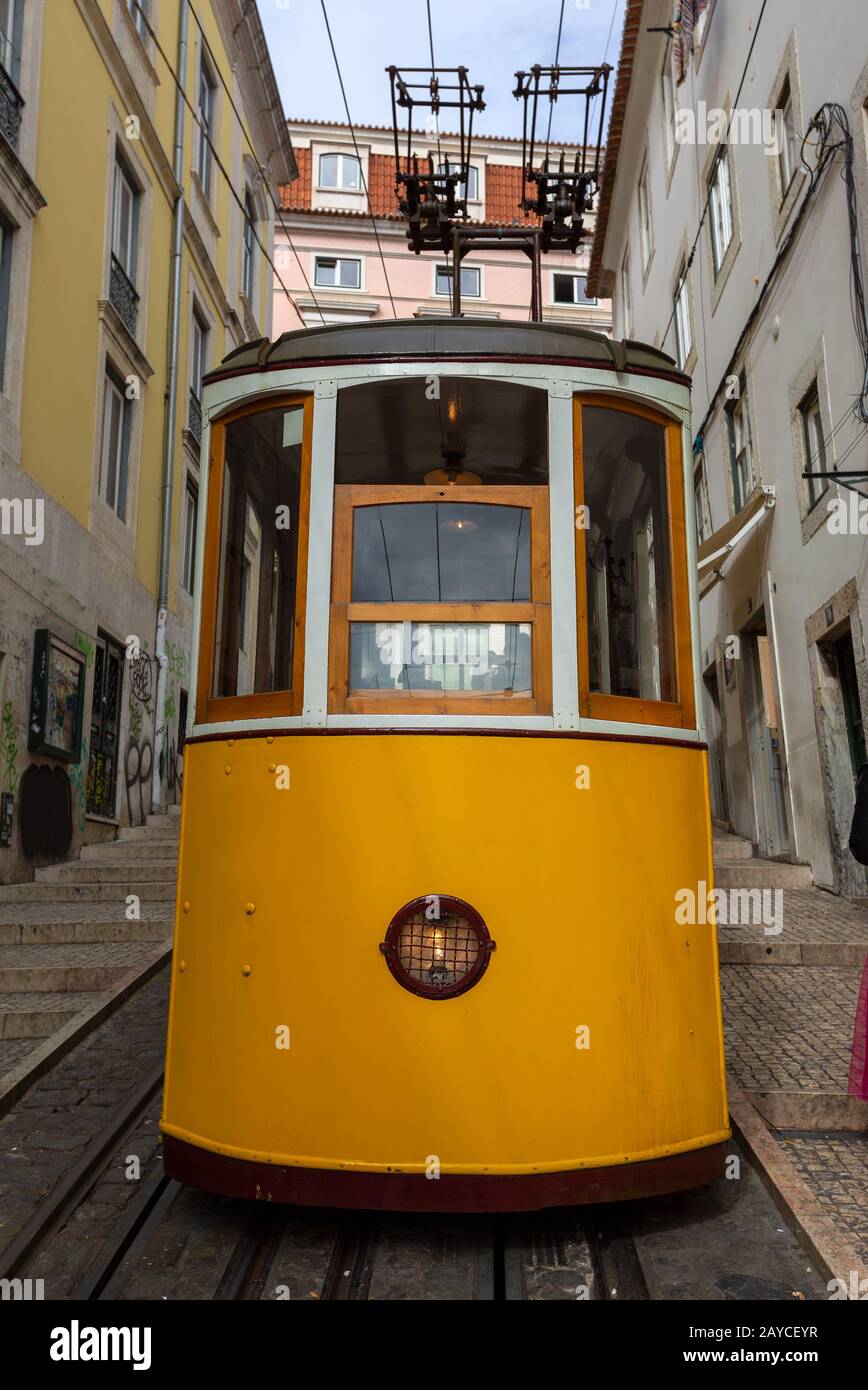 Aufzug da Bica in Lissabon Portugal Stockfoto