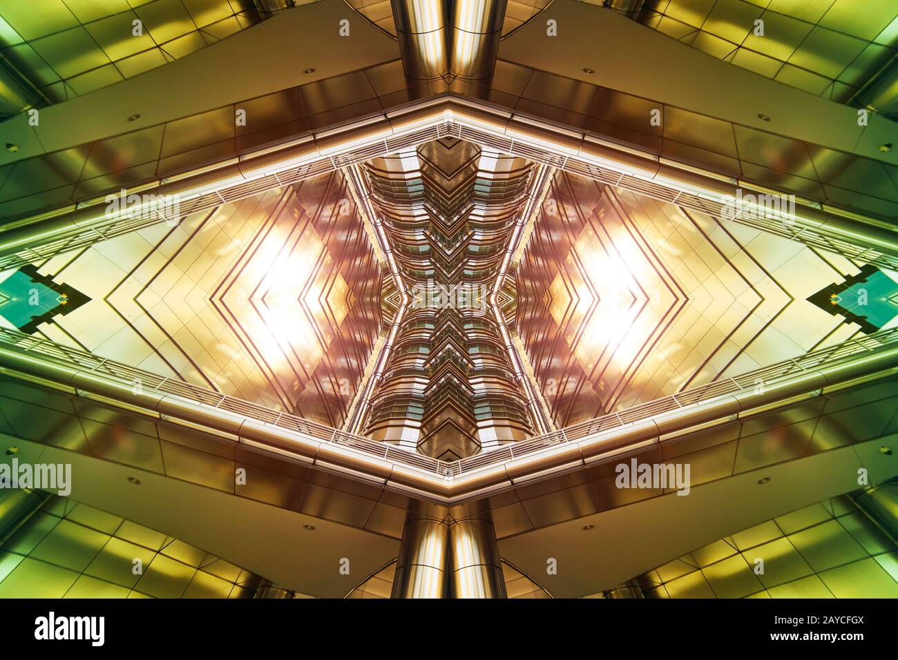 Abstrakte Bilder spiegeln den Effekt des modernen Wolkenkratzers aus Stahl Stockfoto