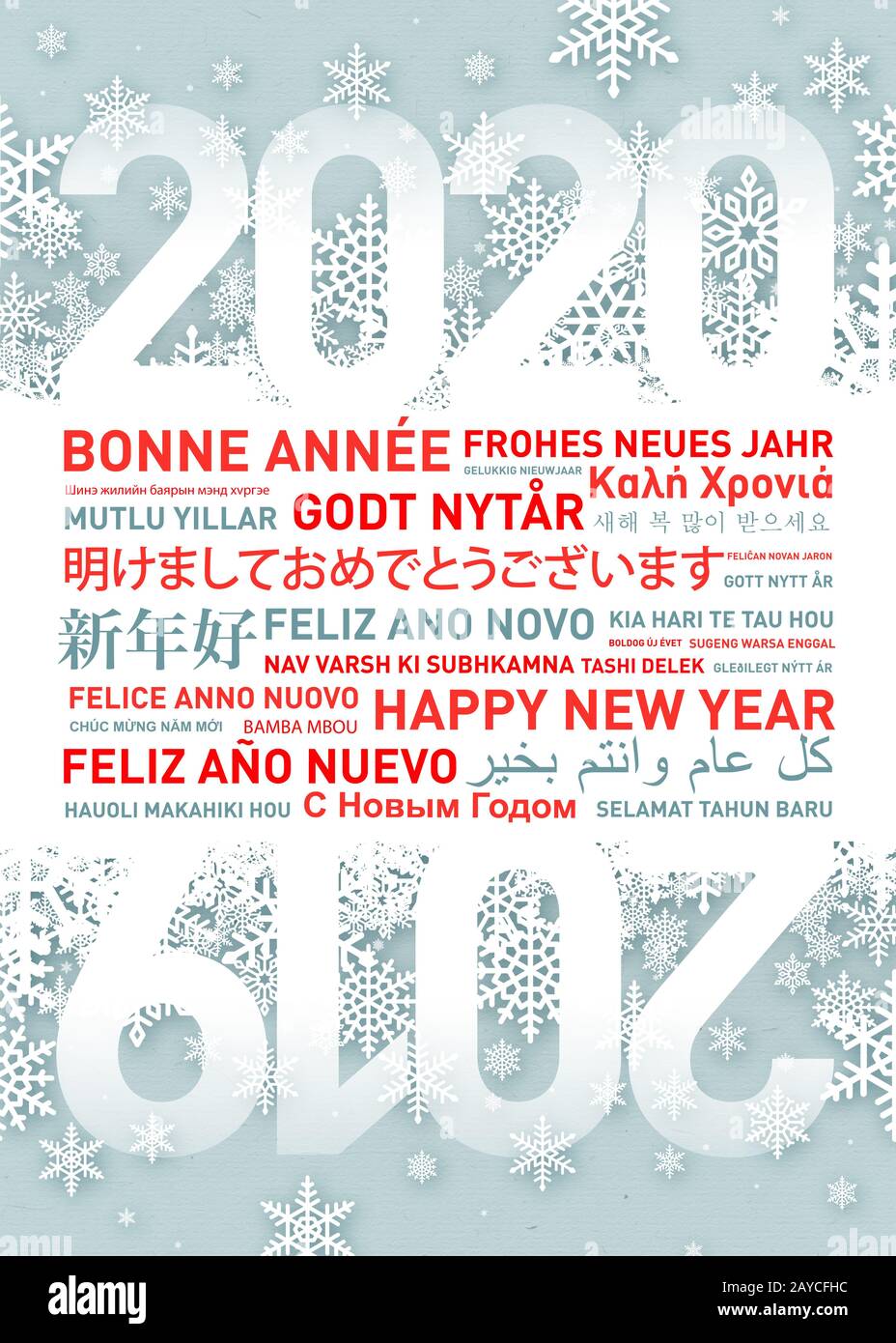Frohes neues Jahr grüße Karte aus aller Welt Stockfoto