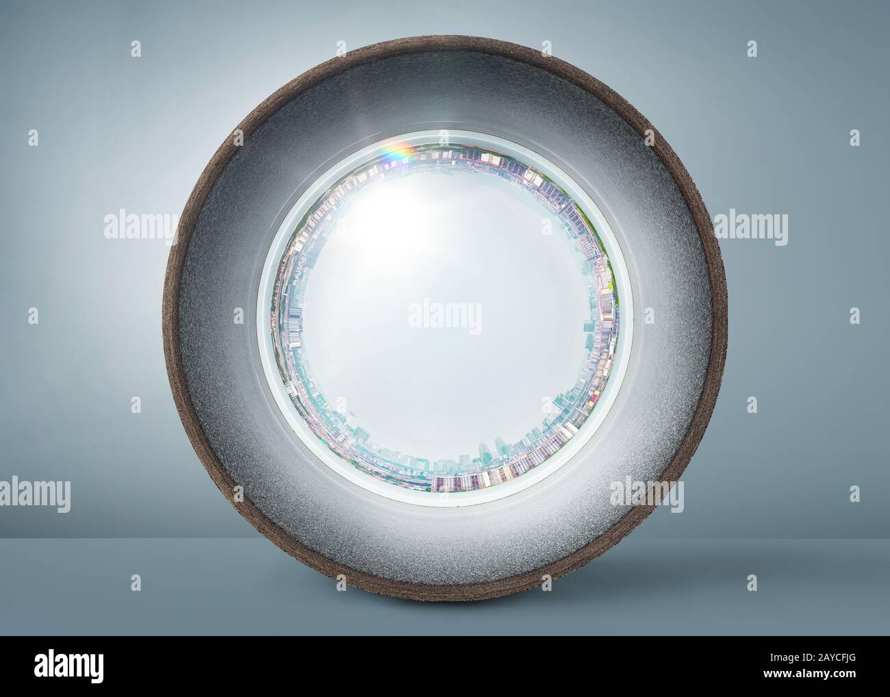 Abstrakte Polarkoordinaten Kugelform Stadt Stockfoto