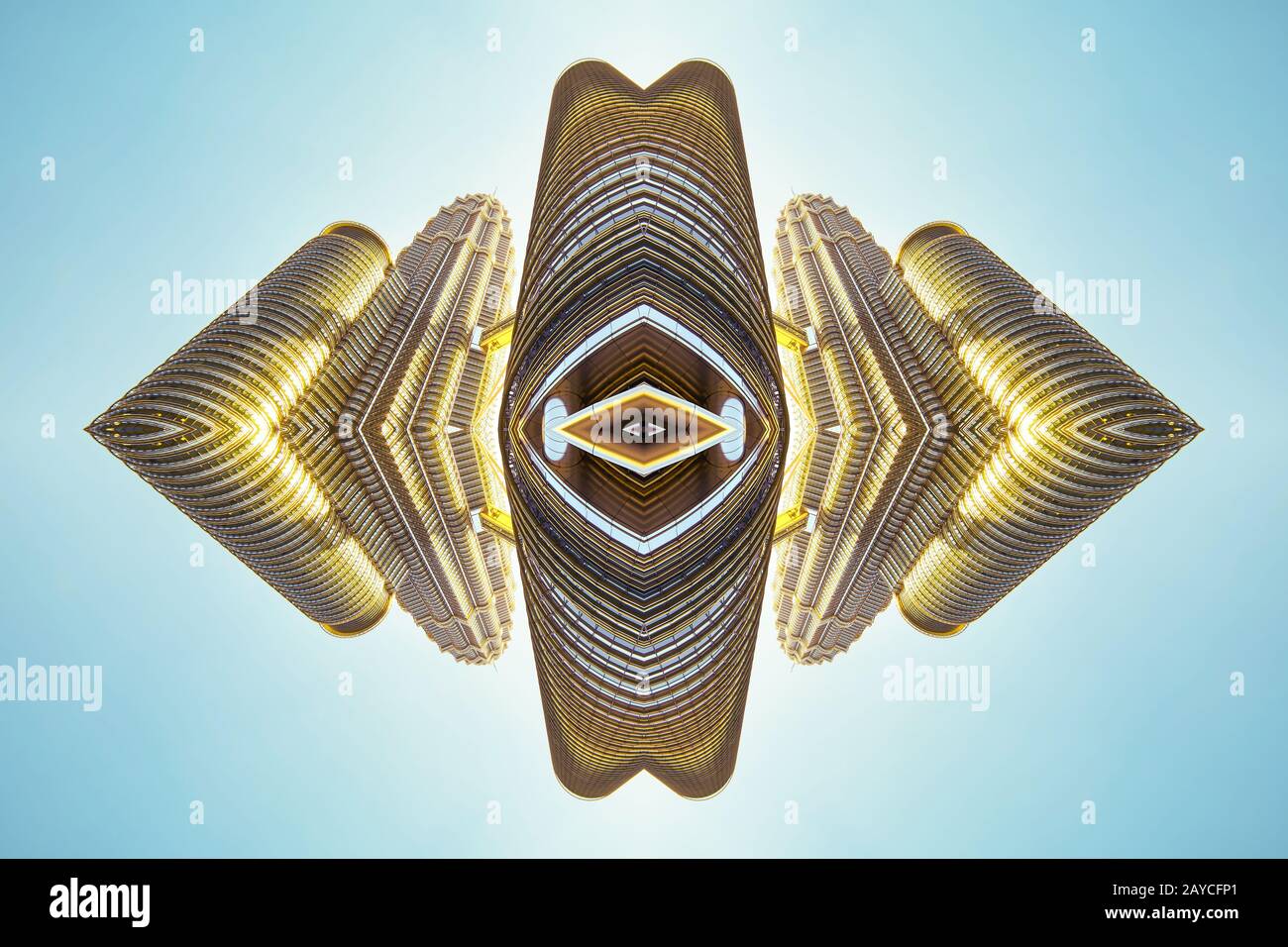 Abstrakte Bilder spiegeln den Effekt des modernen Wolkenkratzers aus Stahl Stockfoto