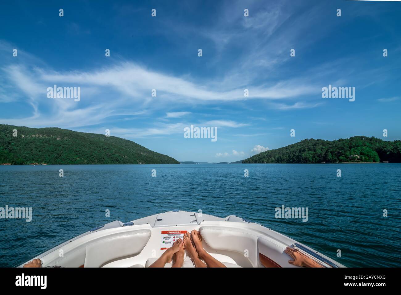 Auf einem Boot auf dem See Jocassee South carolina Stockfoto