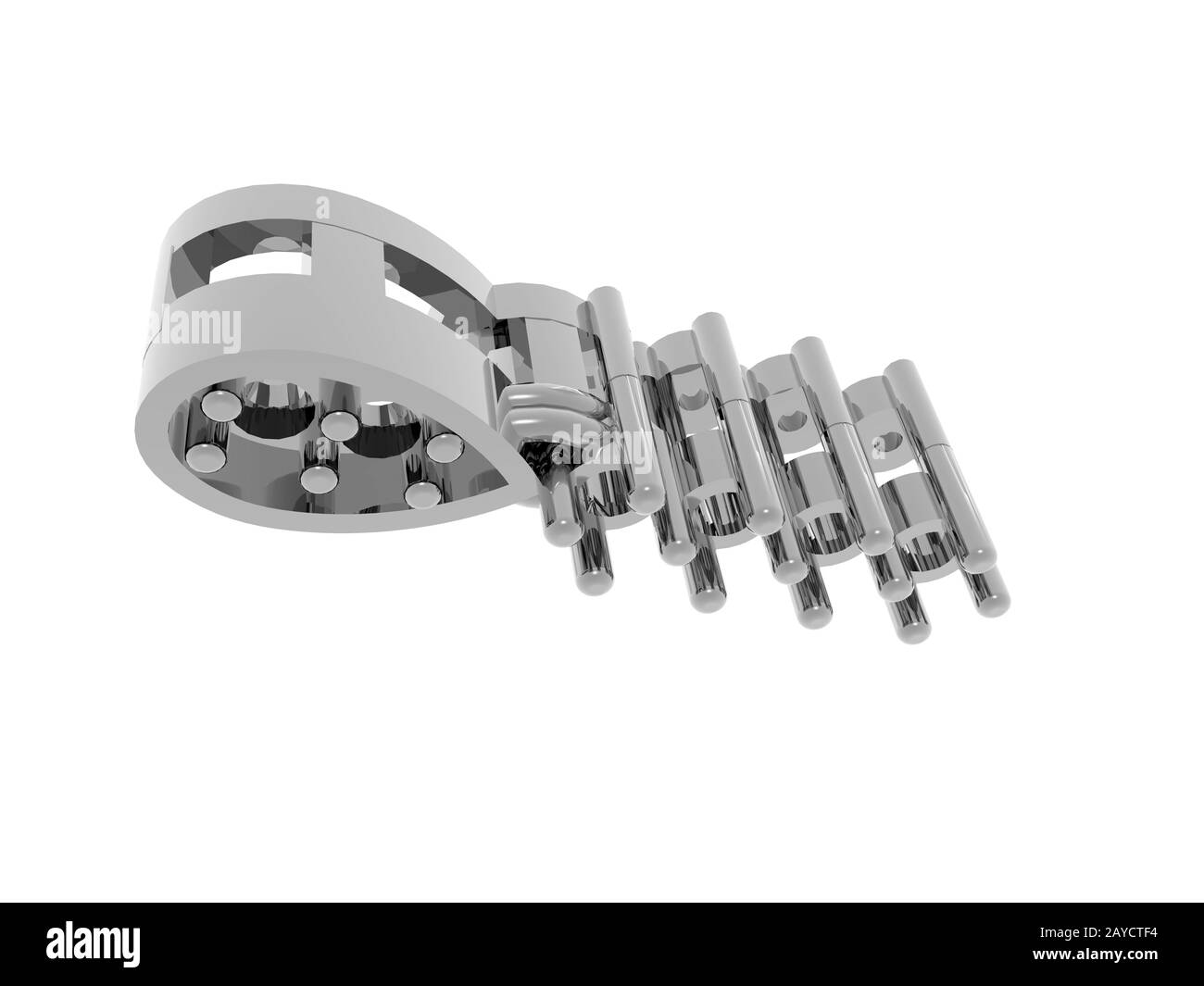 Silbrig glänzende Metallic-Engineering-Teile Stockfoto