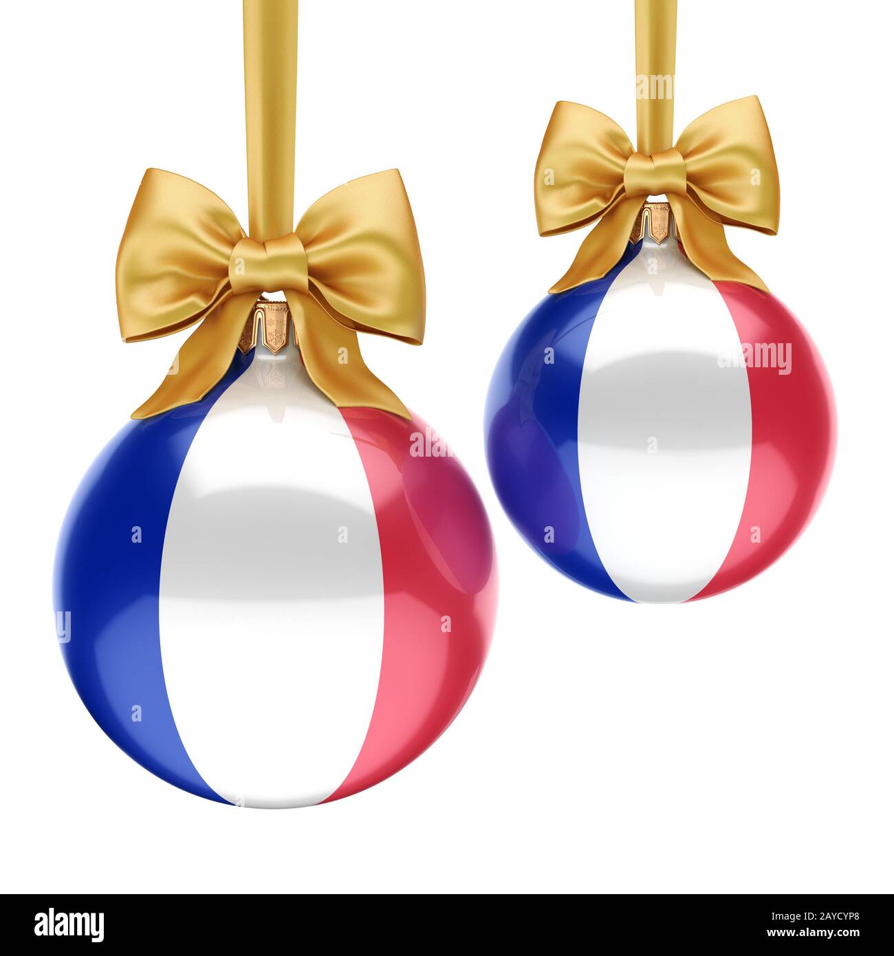 3D-rendering Christmas Ball mit der Flagge von Frankreich Stockfoto