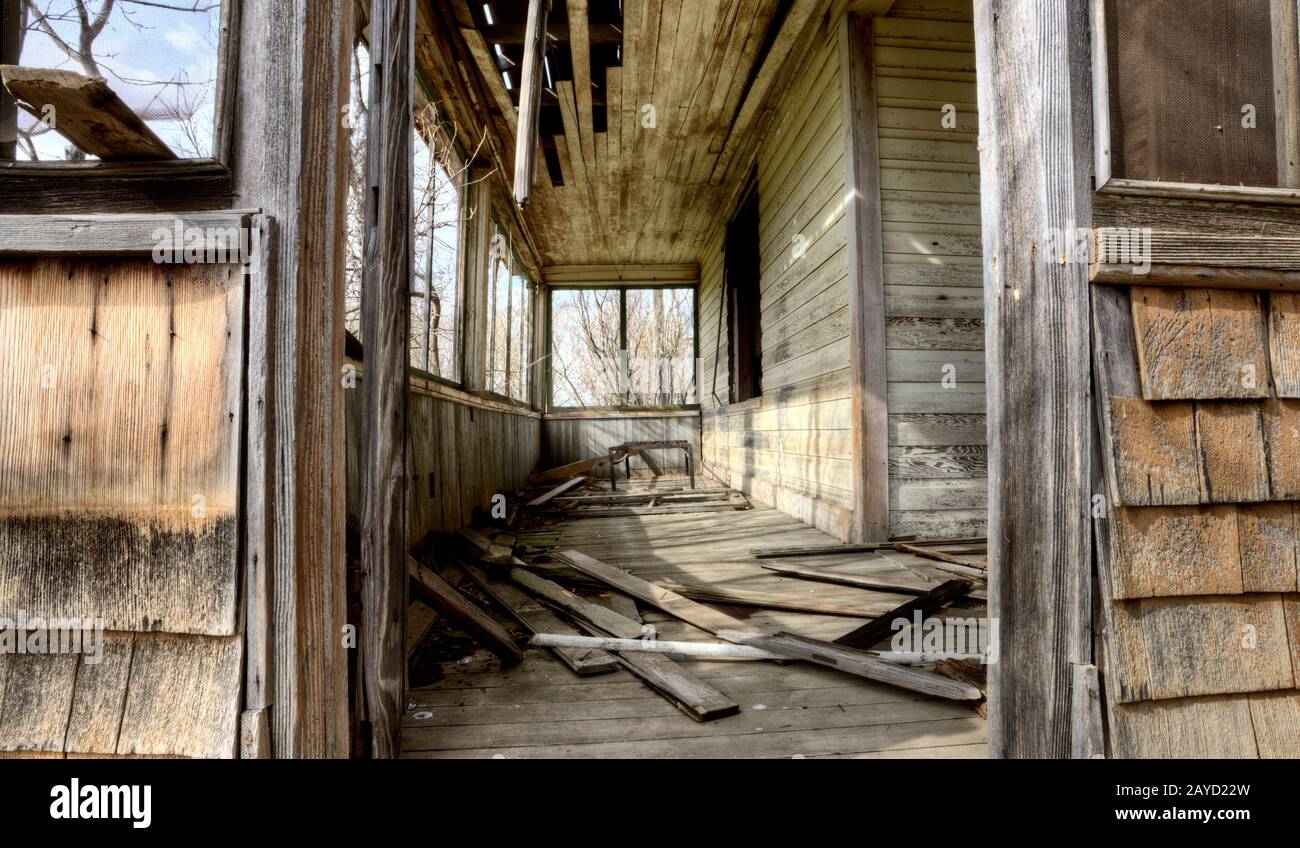 Innenbereich verlassene Haus-Prärie Stockfoto
