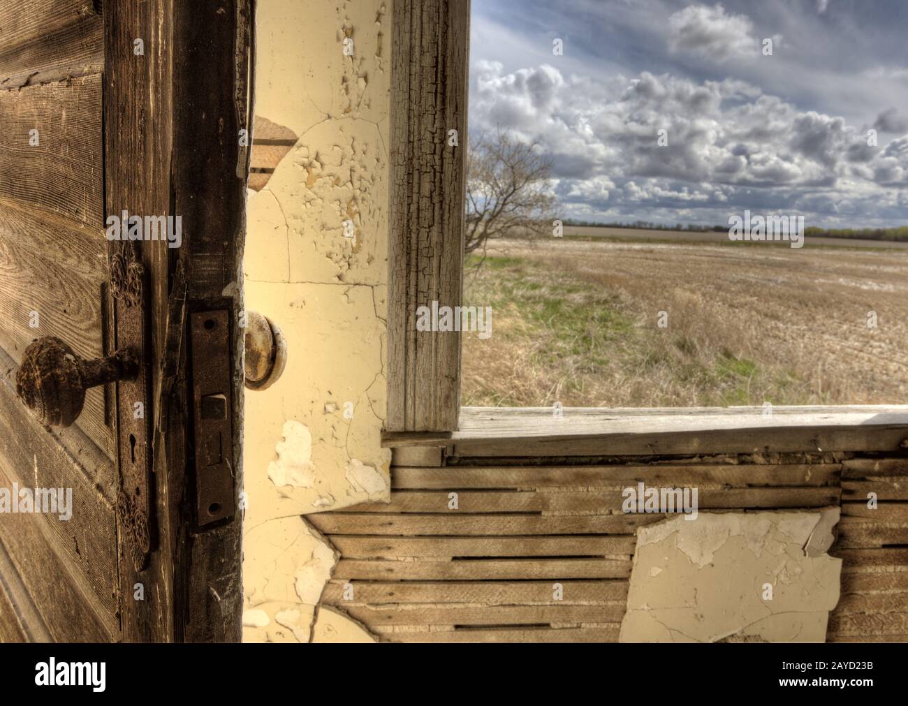 Innenbereich verlassene Haus-Prärie Stockfoto