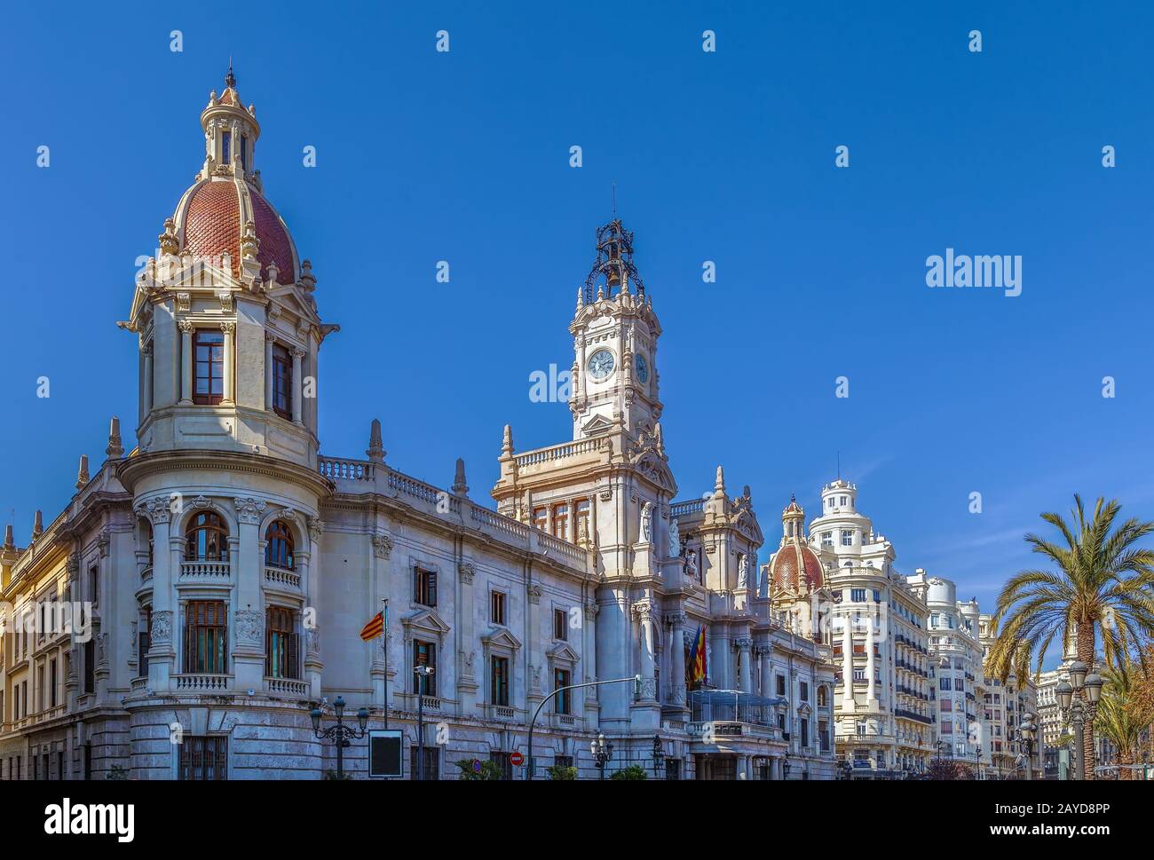 Rathaus Von Valencia, Spanien Stockfoto