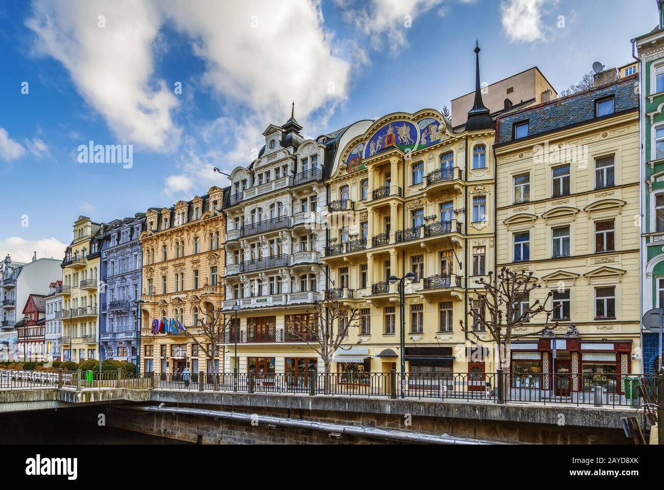 Ufer des Flusses Tepla, Karlsbad, Tschechische republik Stockfoto