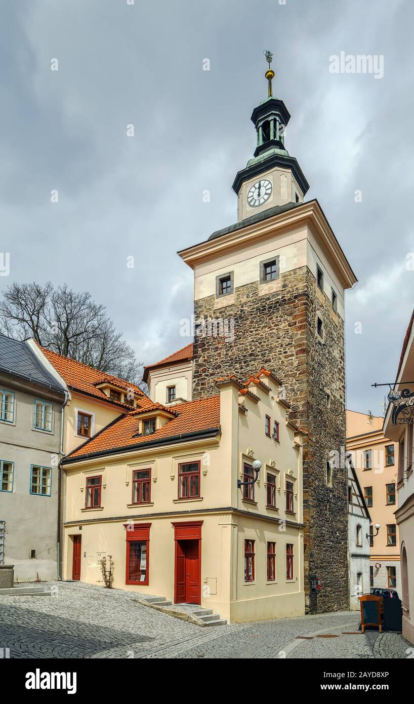 Schwarzer Turm, Loket, Tschechien Stockfoto