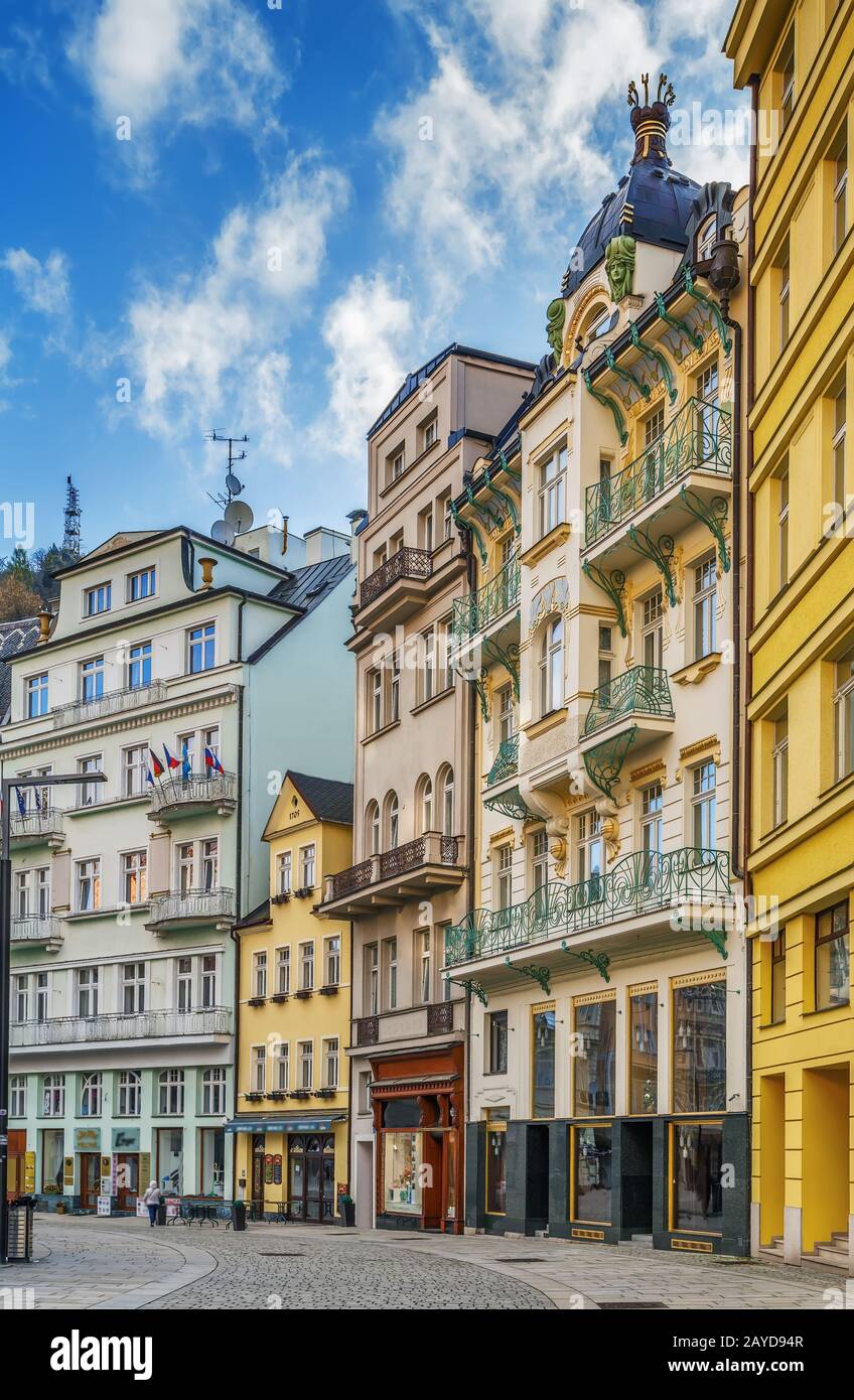 Straße in Karlovy Vary, Tschechische Republik Stockfoto