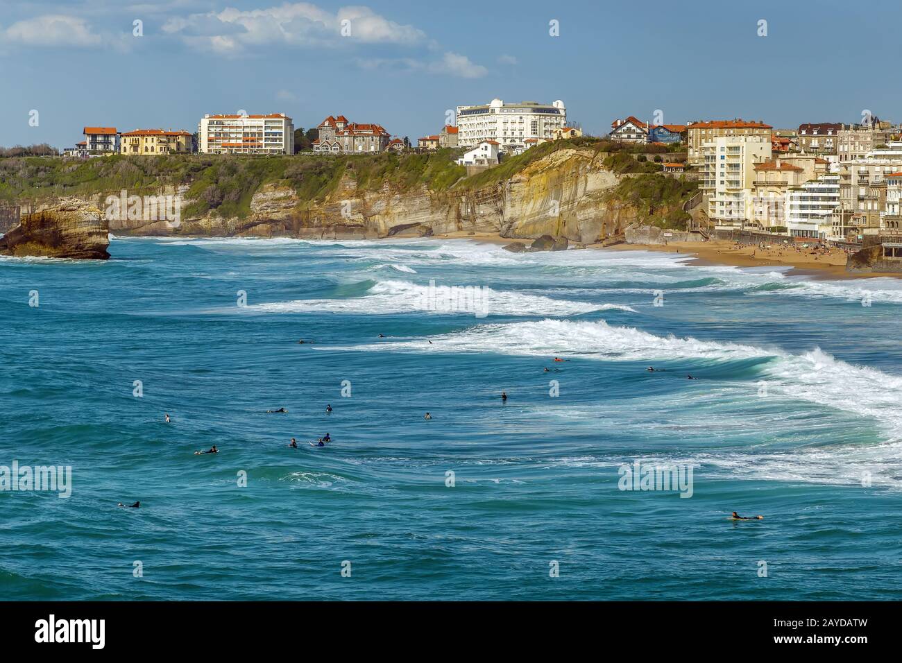 Wellen am Strand in Biarritz, Frankreich Stockfoto
