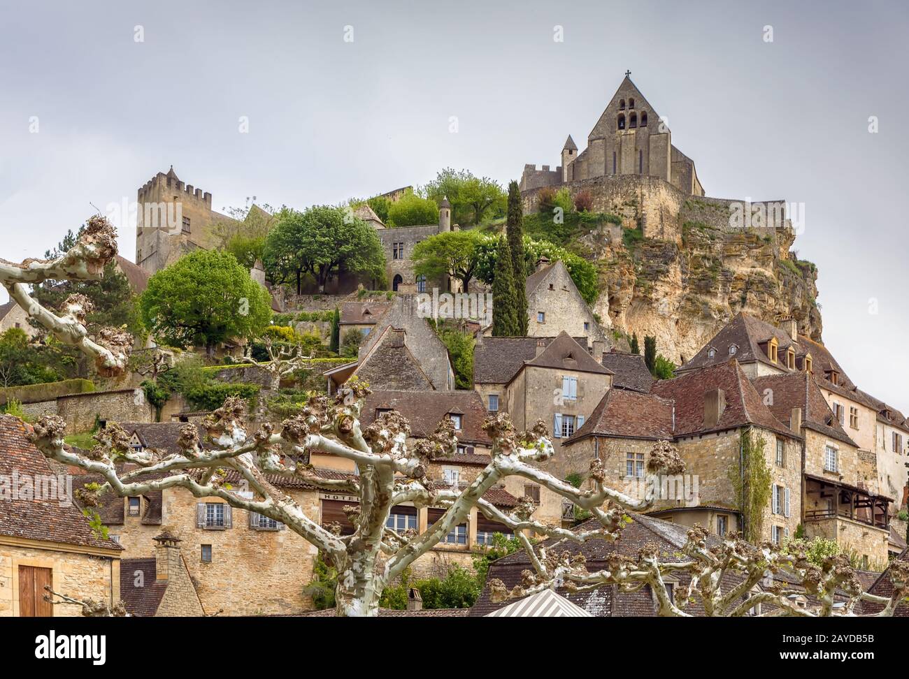 Blick auf Beynac-et-Cazenac, Frankreich Stockfoto