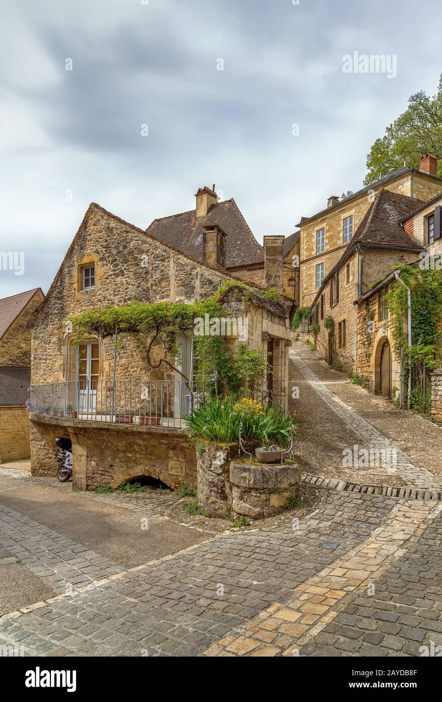 Straße in Beynac-et-Cazenac, Frankreich Stockfoto