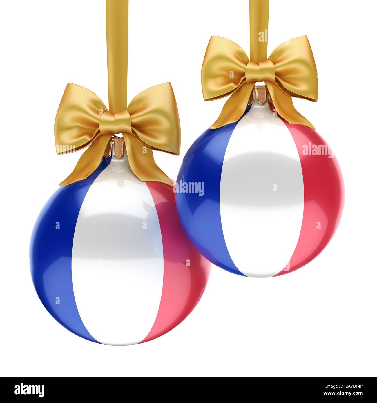 3D-rendering Christmas Ball mit der Flagge von Frankreich Stockfoto