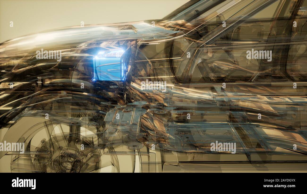 Auto Batterie sichtbar im Auto. Stockfoto