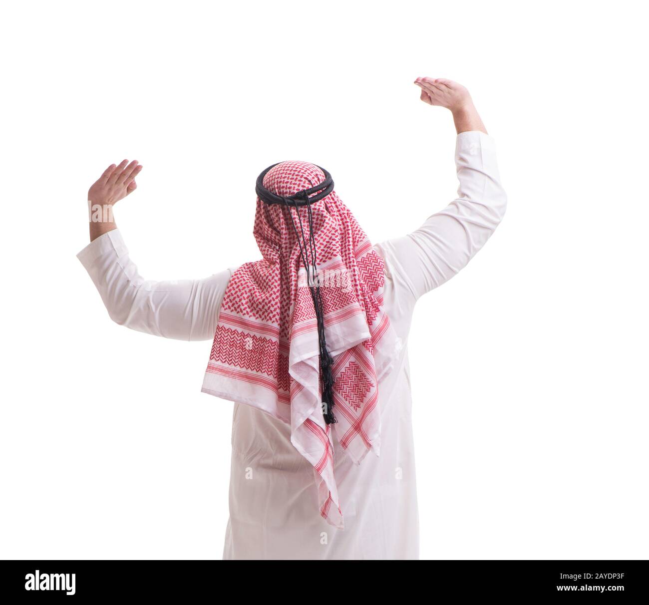Arabische Geschäftsmann auf weißem Hintergrund Stockfoto