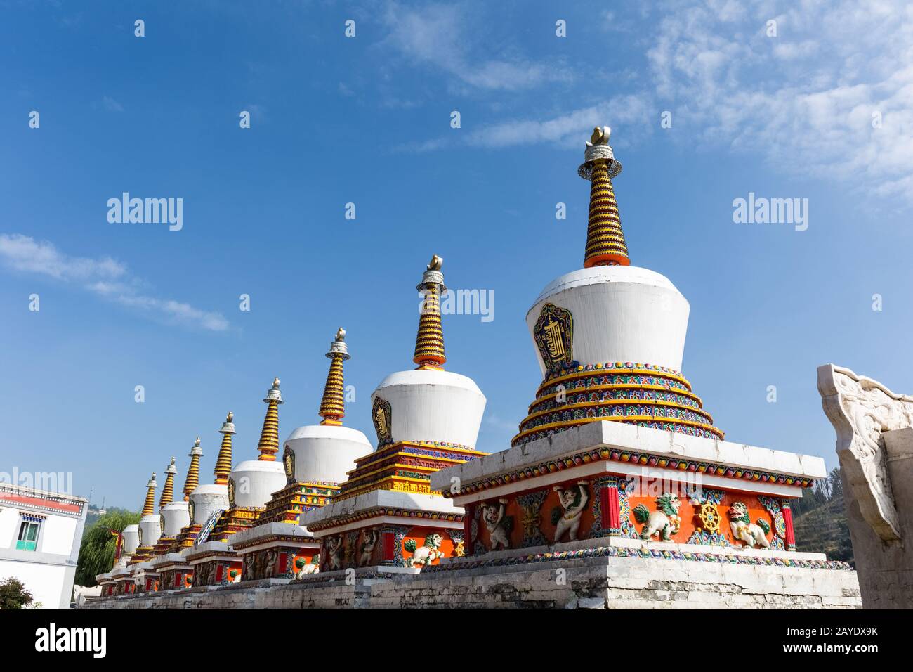 Acht Verdienste Stupas im Kloster kumbum Stockfoto
