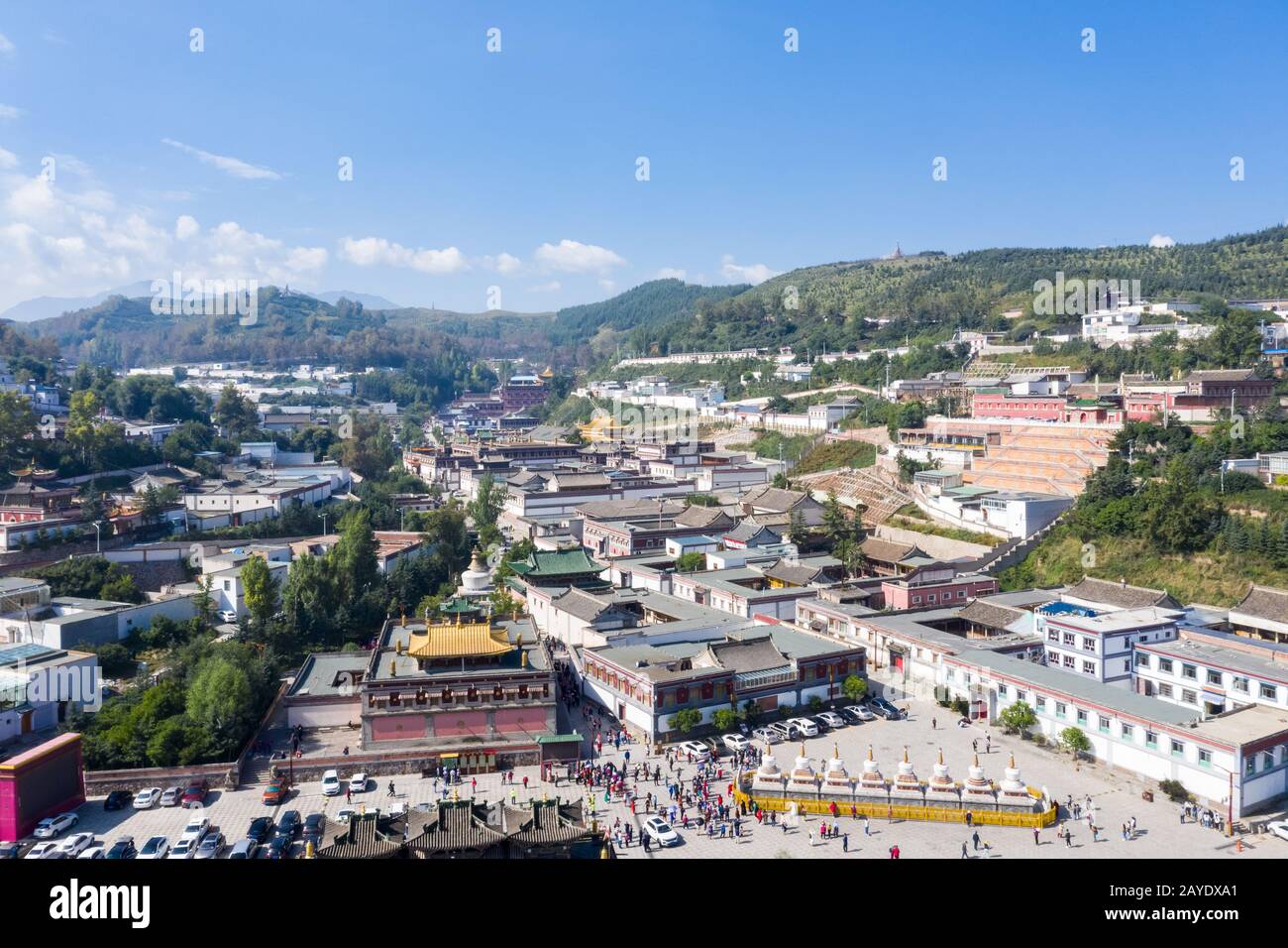 Luftbild des klosters qinghai kumbum Stockfoto