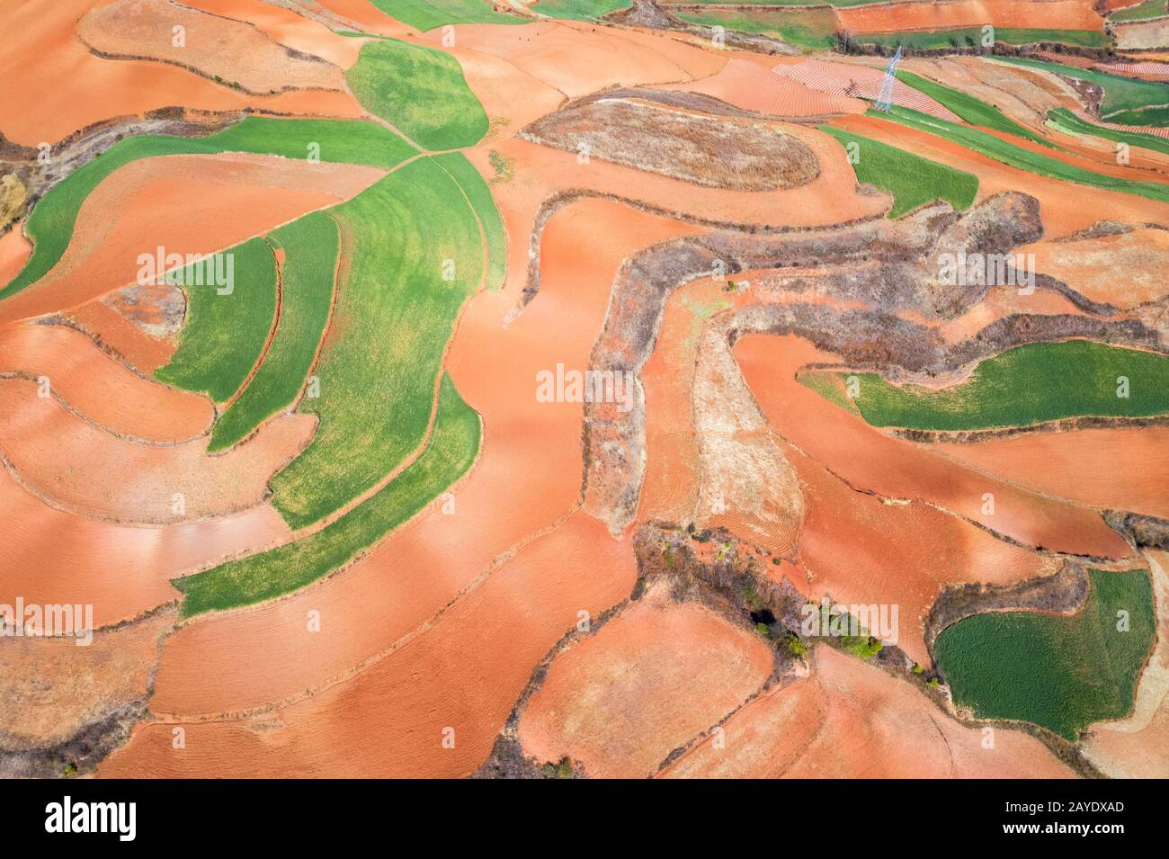Luftbild des roten Landes yunnan Stockfoto