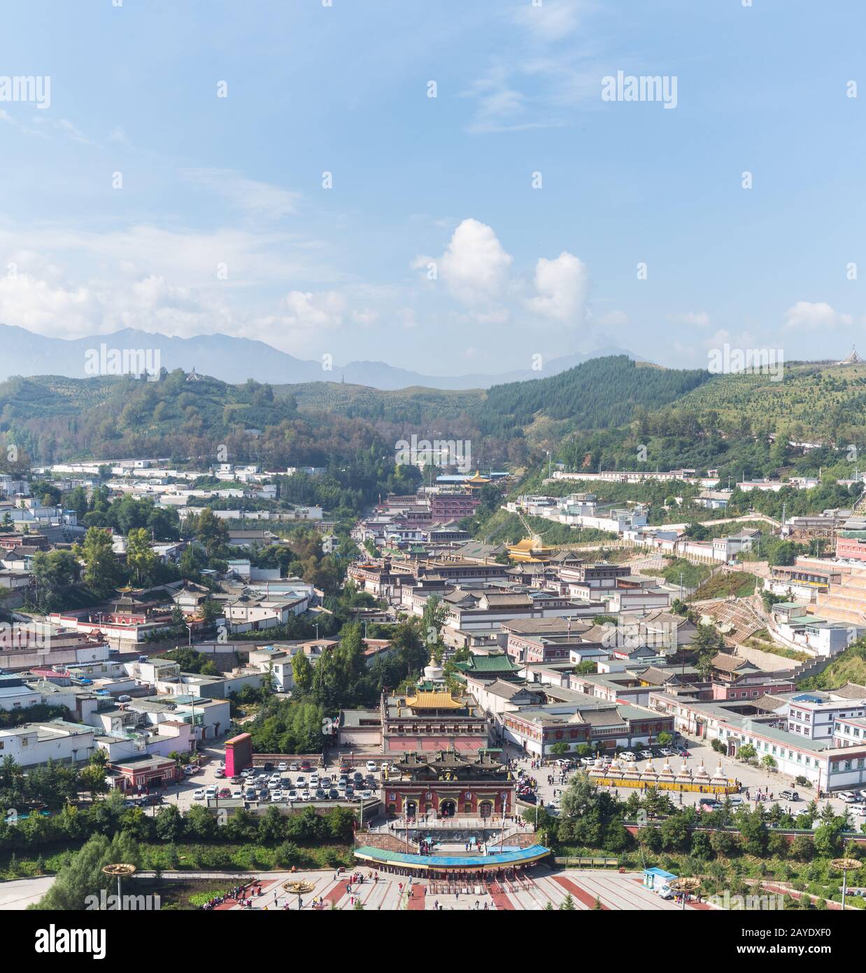 Luftbild zum Kloster kumbum Stockfoto