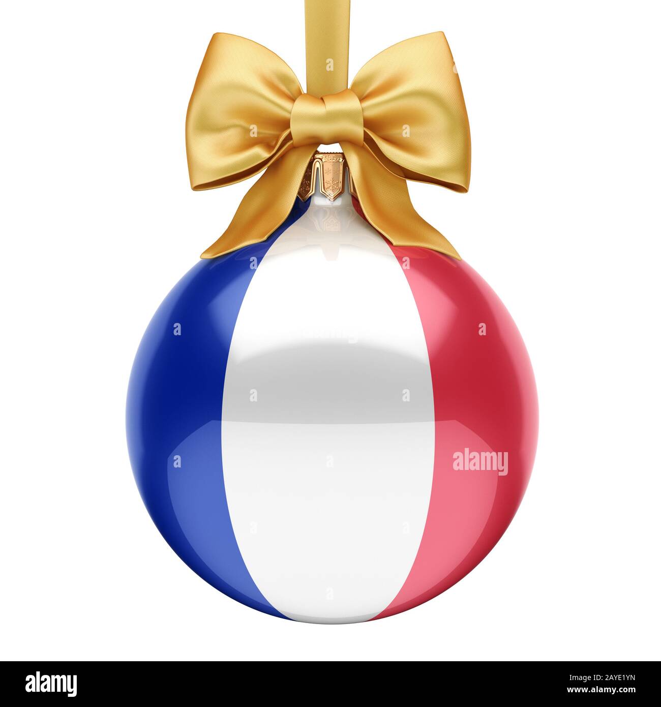 3D-rendering Christmas Ball mit der Flagge von Frankreich Stockfoto