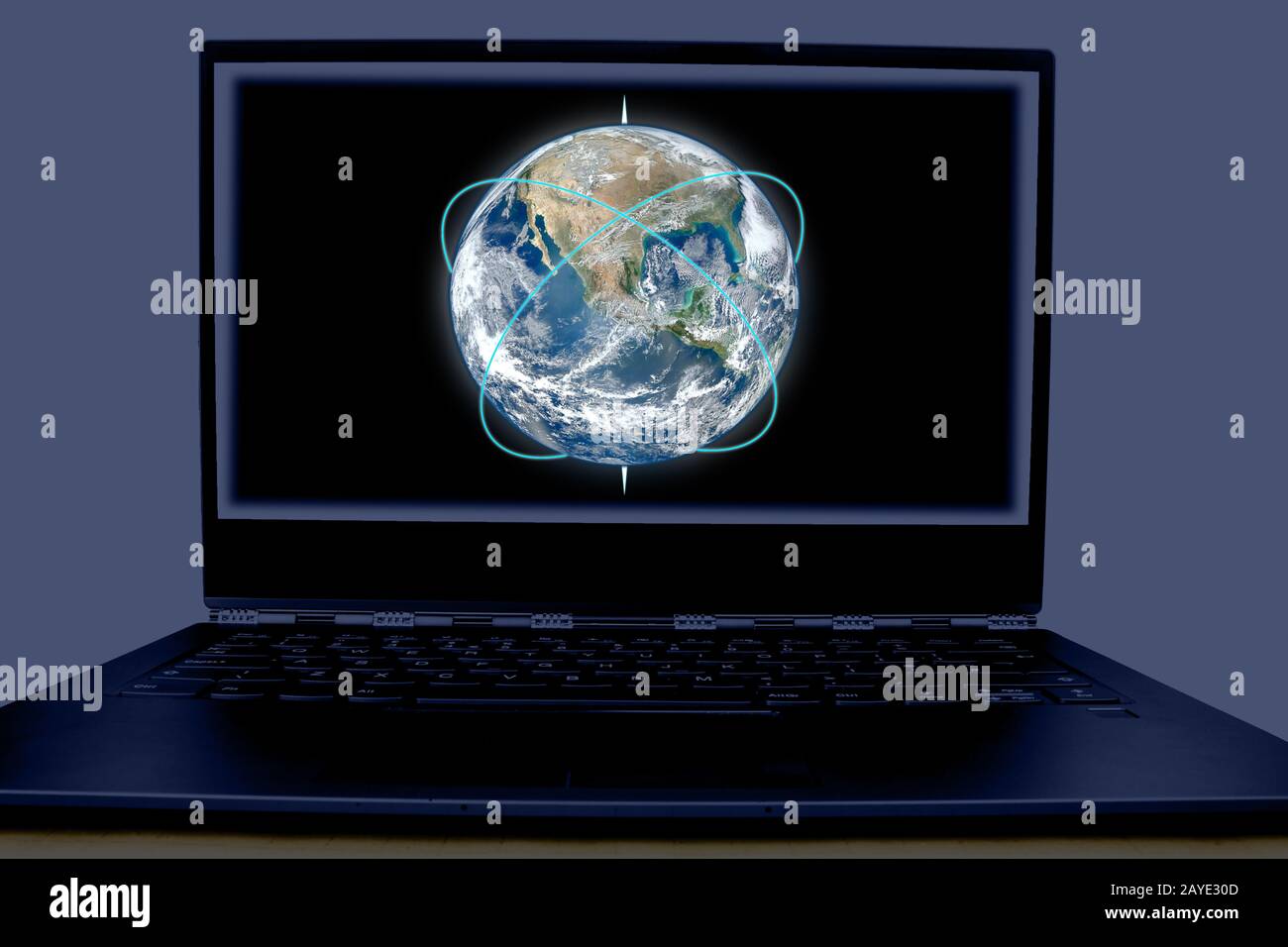 Foto des Netzwerksystems in modernen, intelligenten Geräten. Das Symbol für das Bildsymbol in der Abbildung zeigt das schematische Netzwerk telecomm Stockfoto