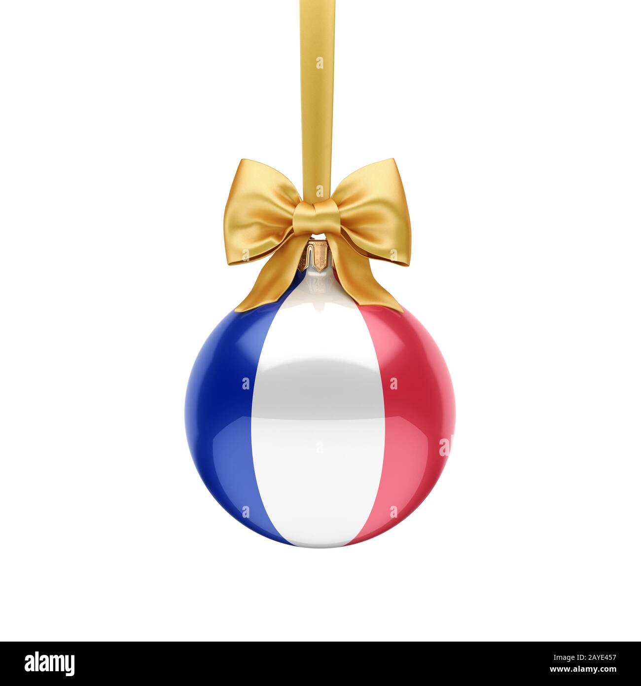 3D-rendering Christmas Ball mit der Flagge von Frankreich Stockfoto