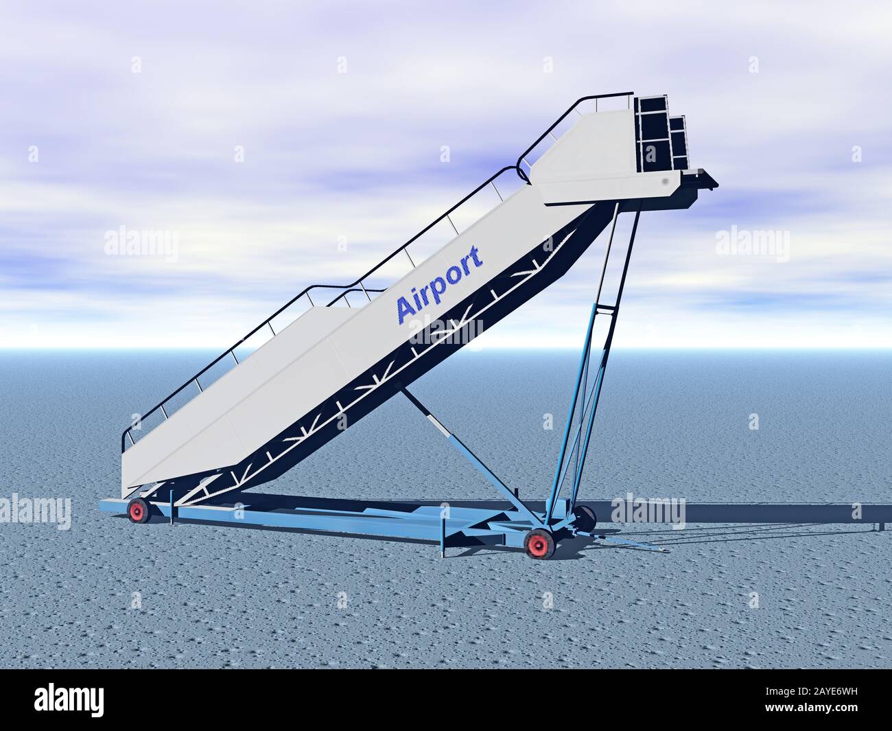 Flugzeugtreppe auf dem Flugplatz Stockfoto