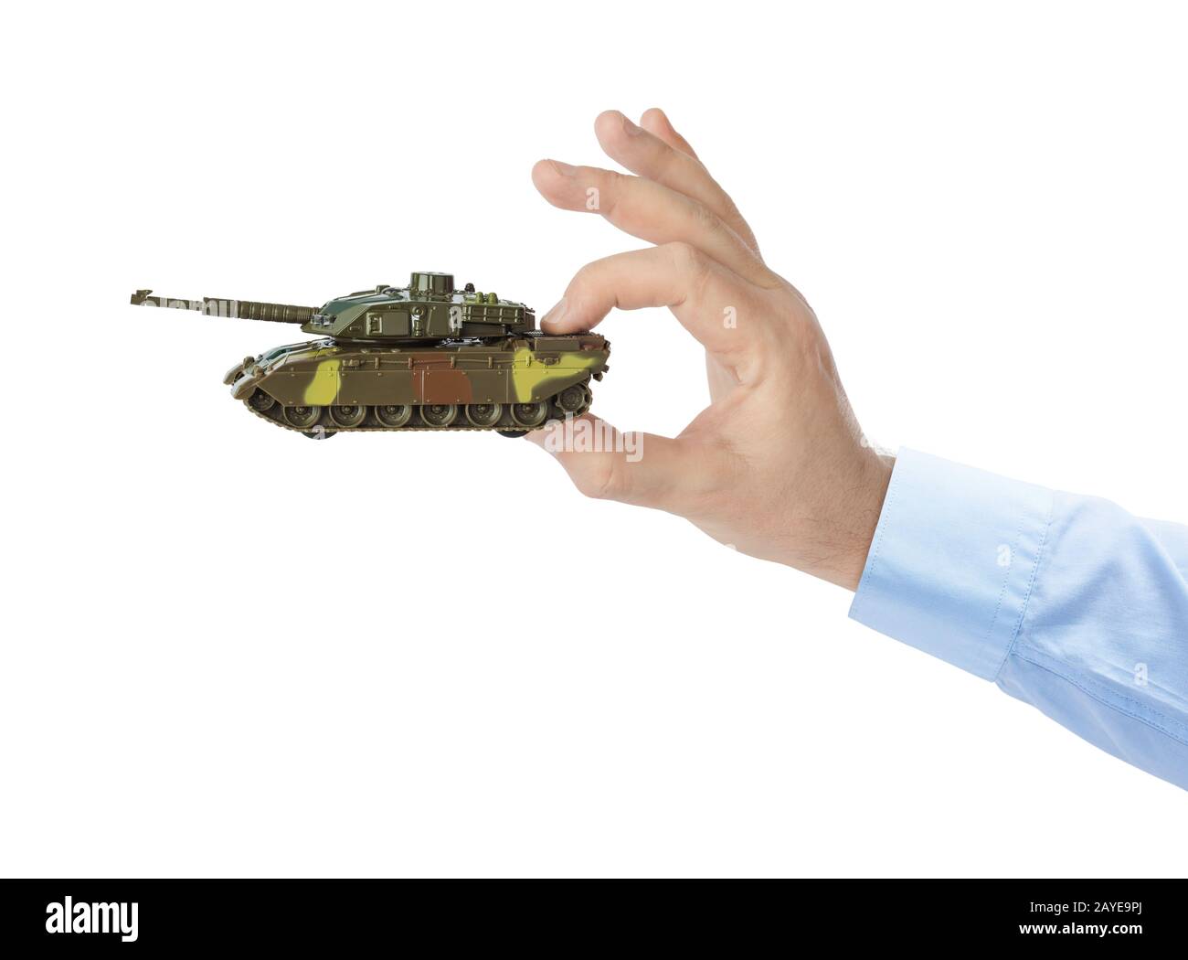 Hand mit Panzer Stockfoto