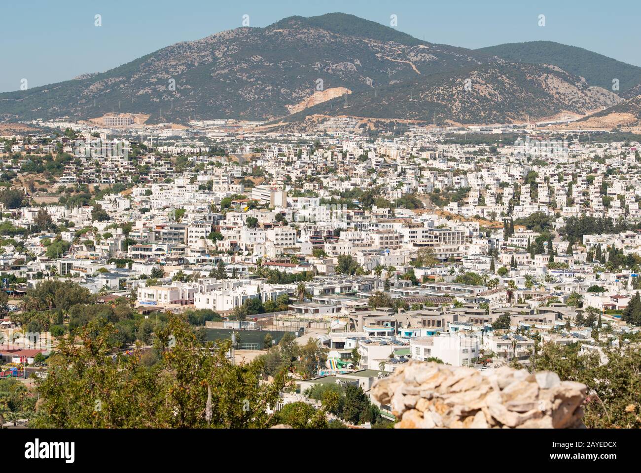 Türkische Stadt Bodrum an der türkischen Küste der ägetischen See. Mittelmeer Stockfoto