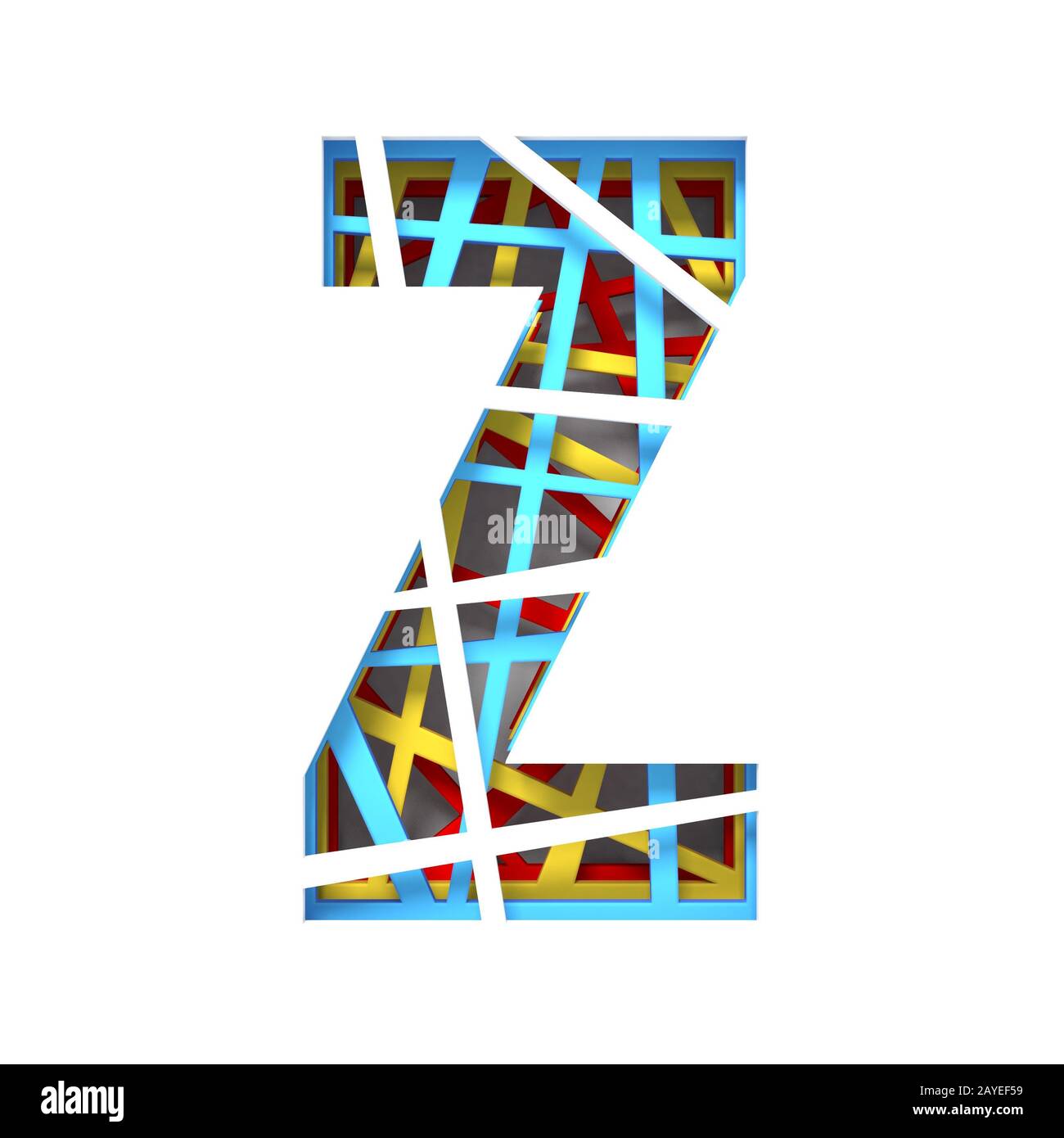 Farbiges Papier ausgeschnittene Schriftart Buchstabe Z 3D Stockfoto