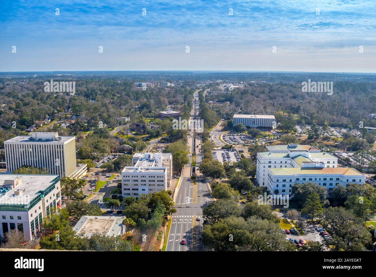 Blick auf die Stadt von der Altstadt von Tallahassee, Florida Stockfoto