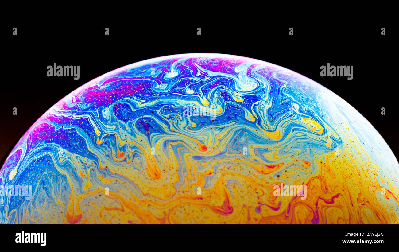 Schöne psychedelische Abstraktion - Einmischung in Seifenfilme in reflektiertes Licht Stockfoto