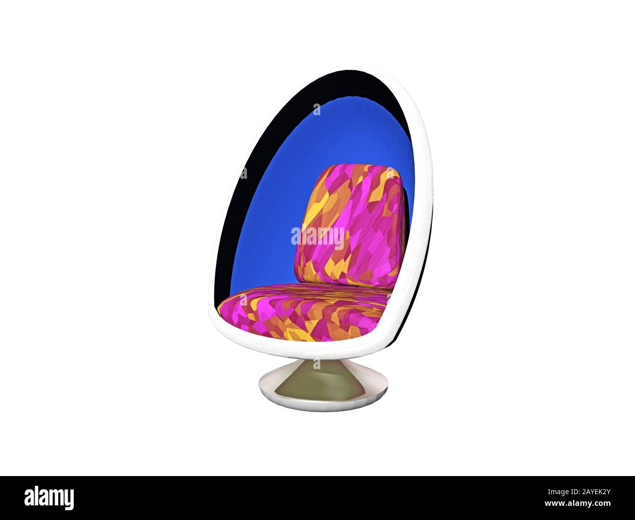 Farbenfroher Shell-Stuhl mit Metallsockel Stockfoto