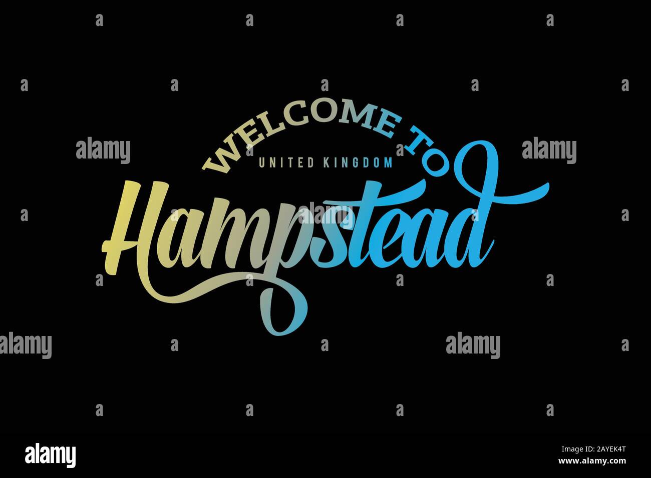 Willkommen Bei Hampstead London, UK Word Text Creative Font Design Illustration. Willkommensschild Stock Vektor
